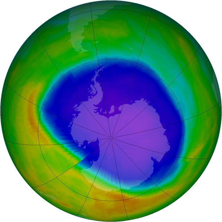 Antarctic ozone map for 13 October 2001